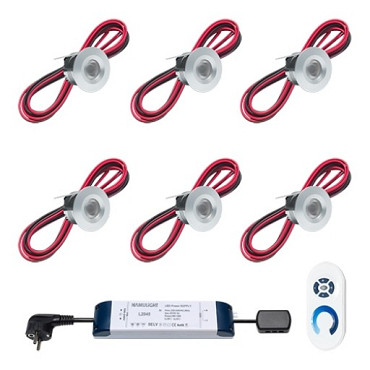 Verlichtingsset Madrid 6 spots t.b.v. houten overkapping met gording 5,5 - 7 cm.