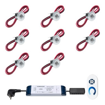 Verlichtingsset Madrid 8 spots t.b.v. houten overkapping met gording 5,5 - 7 cm.