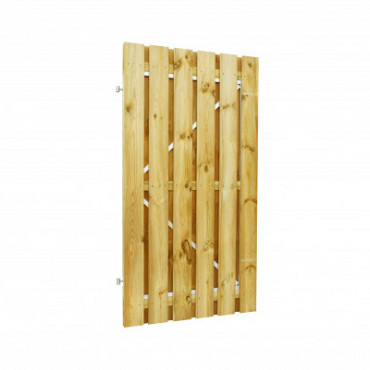 Grenen geschaafde plankendeur op verstelbaar stalen frame 90 x 180 cm, recht, groen geïmpregneerd.