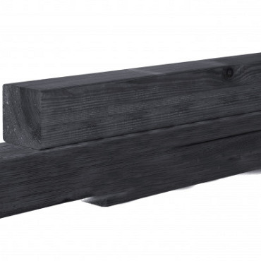 Geschaafde paal grenen 8,8 x 8,8 x 270 cm, zwart gedompeld