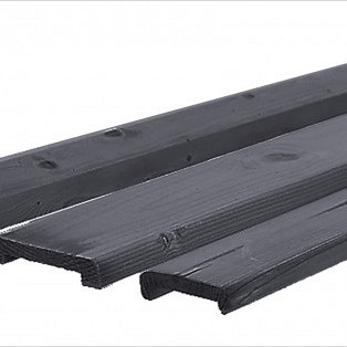 Grenen geschaafde afdekkap met sponning (6,1 cm) 3,5 x 8,5 x 180 cm t.b.v. rechtscherm, zwart gedompeld.