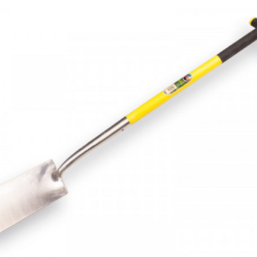 Spade gepolijst, met Fiberglas T-steel 80 cm. Totale lengte 115 cm.