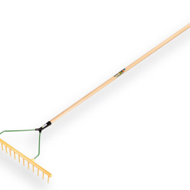 Hooihark kunststof, 16 tanden, recht model, met egaliseerstrip, steel160 x 2,8 cm