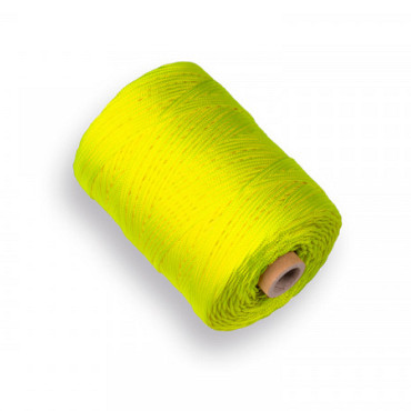 Uitzetkoord Nylon, 1,5 mm dik, fluor geel, 200 meter, gevlochten koord.