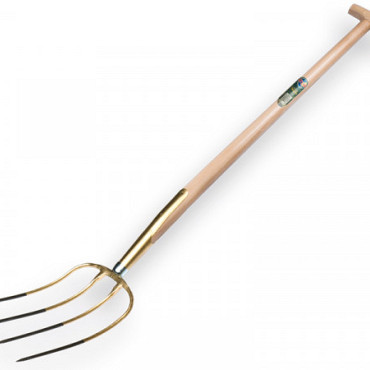 Mestvork met 4 tanden, brons, met T-steel 100 cm.