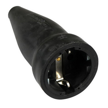 Rubber stekker contra + RA zwart ABL