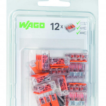 WAGO 3V verbindingsklem t/m 4mm 12 stuks in blister - oranje