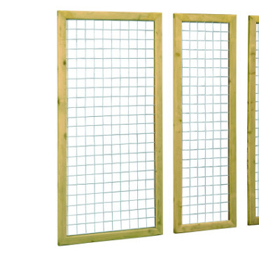 Grenen betonijzertrellis met maas 7,5 x 7,5 cm, in raamwerk 4,4 x 6,8 cm, 60 x 180 cm, groen geïmpregneerd.