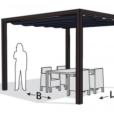 Vrijstaande pergola PROSAIL aluminium antraciet 319x419 cm - Doek waterproof