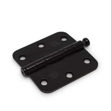 Kogellagerscharnier, ronde hoeken 76x76mm - RVS pen - zwart gepoedercoat
