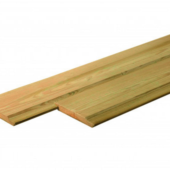 Grenen blokhutplank (afdekplank) 2,8 x 13,5 x 200 cm, groen geïmpregneerd.