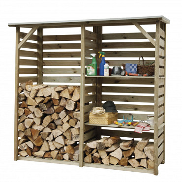 Haardhoutberging Twin 176 x 190 x 60 cm (HxBxD).