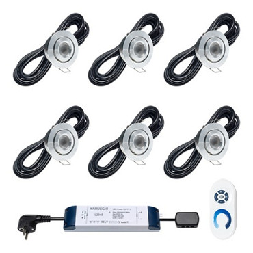 Amsterdam zilver io SomFy t.b.v. Design en Ultraline compleet set 6 spots