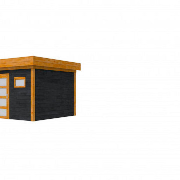 Douglas Topvision Premium Raaf, 298 x 298 cm, wanden zwart en basis kleurloos geïmpregneerd.