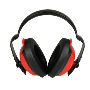 Gehoorkap met hoofdbeugel rood