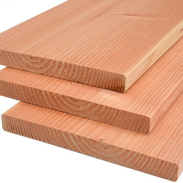 Douglas plank 1 zijde geschaafd, 1 zijde fijnbezaagd 2,5 x 24,5 x 300 cm, onbehandeld