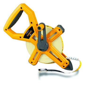 Komelon meetband UniGrip Flx 30mx13mm glasfiber, haak op 0-punt, ABS kruishaspel Klasse II