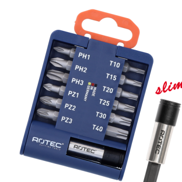 PRO Bitclip incl. magn. 'SLIM' bithouder, bits PH1-2-3, PZ1-2-3 en TX10-15-20-25-30-40 13-dlg, BASIC