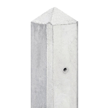 Betonpaal glad met diamantkop 10 x 10 x 308 cm, grijs ongecoat, tussenpaal.