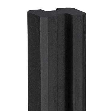Betonpaal met sleuf 10 x 10 x 275, antraciet eindpaal, gecoat t.b.v. blokhutprofielplanken.