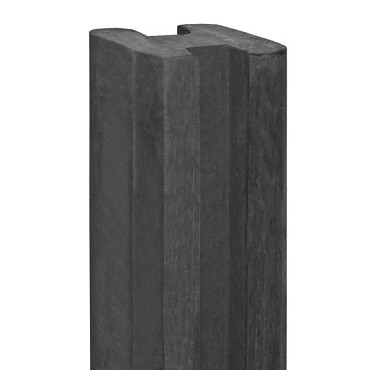 Betonpaal met sleuf 10 x 10 x 275, antraciet tussenpaal, ongecoat t.b.v. blokhutprofielplanken.