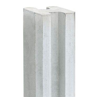 Betonpaal met sleuf 10 x 10 x 275, grijs tussenpaal, ongecoat t.b.v. blokhutprofielplanken.