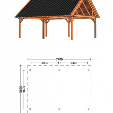 Buitenverblijf Zadeldak XXL 7850x5950x4900mm (bxdxh)