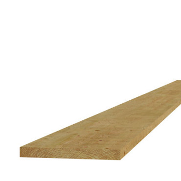 Grenen fijnbezaagde plank 2,0 x 20 x 400 cm, groen geïmpregneerd.