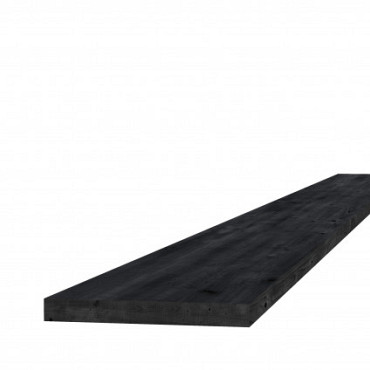 Douglas fijnbezaagde plank 2,2 x 20,0 x 400 cm, zwart gespoten.