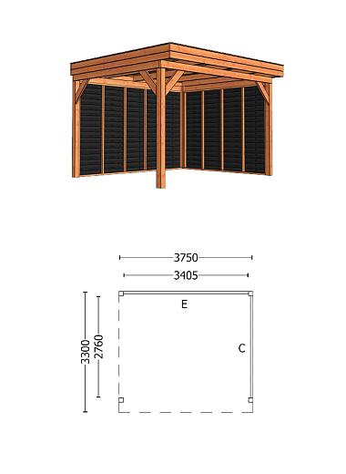 Buitenverblijf Casa 3750x3300x2600mm (bxdxh)