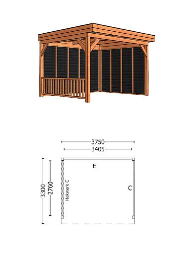 Buitenverblijf Casa 3750x3300x2600mm (bxdxh)