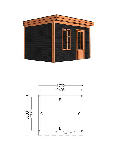 Buitenverblijf Casa 3750x3300x2600mm (bxdxh)