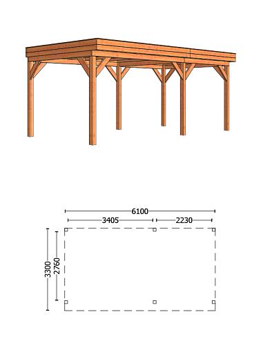 Buitenverblijf Casa 6100x3300x2600mm (bxdxh)