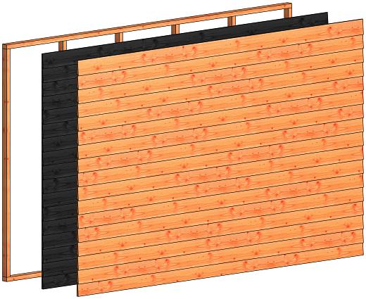 Wandmodule E potdekselplanken 3405x2200mm zwart