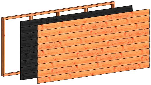 Wandmodule F potdekselplanken 2760x1170mm onbehandeld