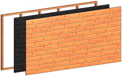 Wandmodule L potdekselplanken 3405x1560mm zwart