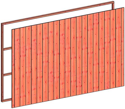 Wandmodule E sponningplank verticaal 3405x2200mm onbehandeld