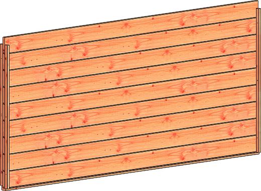 Wandmodule L blokhut profielplank 3405x1560mm onbehandeld