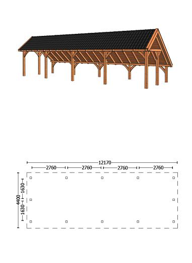 Kapschuur De Hoeve XL 12170x4400x3750mm (bxdxh)