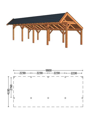 Kapschuur De Stee L 9800x4250x3350mm (bxdxh)
