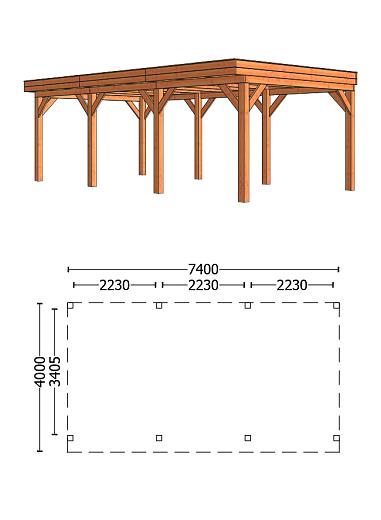 Buitenverblijf Mensa 7400x4000x2600mm (bxdxh)