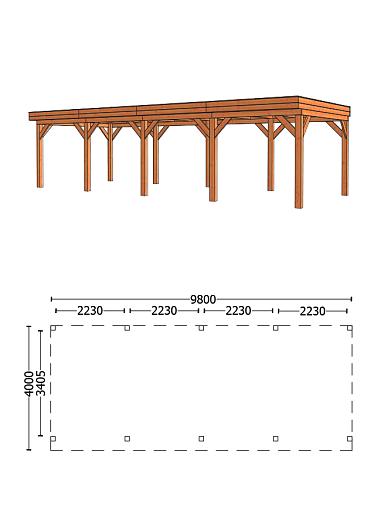 Buitenverblijf Mensa 9800x4000x2600mm (bxdxh)