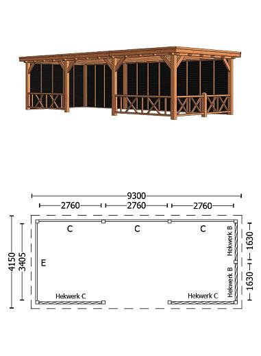 Buitenverblijf Siena 9300x4150x2500mm (bxdxh)