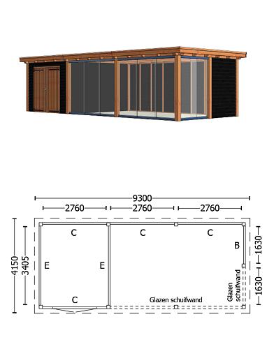 Buitenverblijf Siena 9300x4150x2500mm (bxdxh)