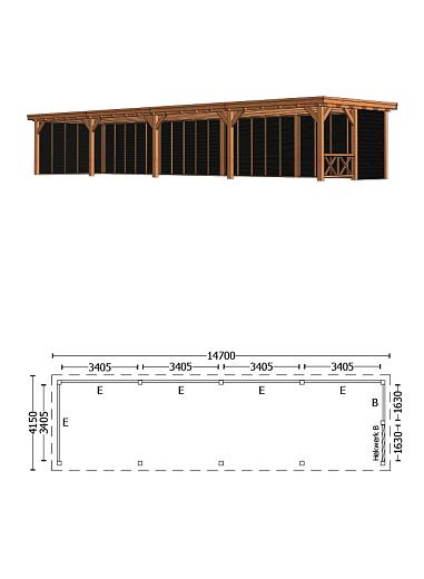 Buitenverblijf Siena 14700x4150x2500mm (bxdxh)