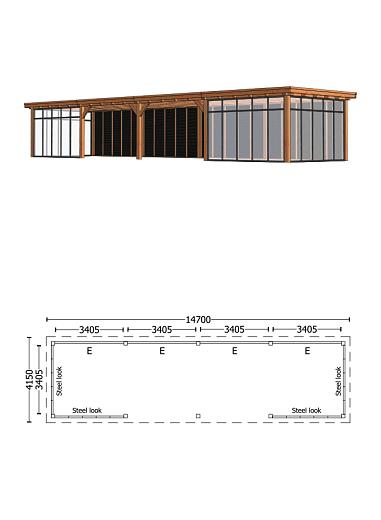 Buitenverblijf Siena 14700x4150x2500mm (bxdxh)