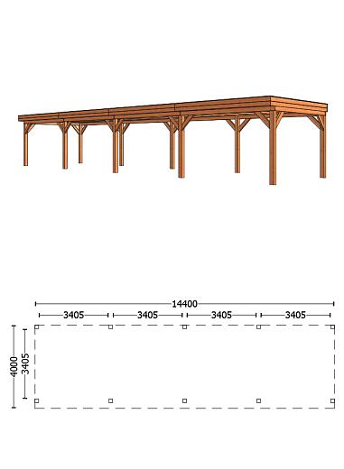 Buitenverblijf Refter XL 14400x4000x2600mm (bxdxh)