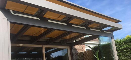 Elektrische boven zonwering met rits W350 550x350 cm (bxd) Incl. afstandsbediening type I.O. eendeli
