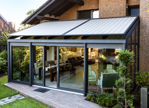 Elektrische boven zonwering met rits W350 750x300 cm (bxd) Incl. afstandsbediening type I.O. Tweedel