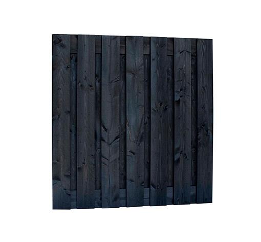 Douglas fijnbezaagd plankenscherm 15-planks 19 mm, 180 x 180 cm, zwart gedompeld.